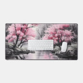 Sakura über den Fluss Ink Painting Schreibtischunterlage (Tastatur & Maus)