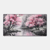 Sakura über den Fluss Ink Painting Schreibtischunterlage (Vorderseite)