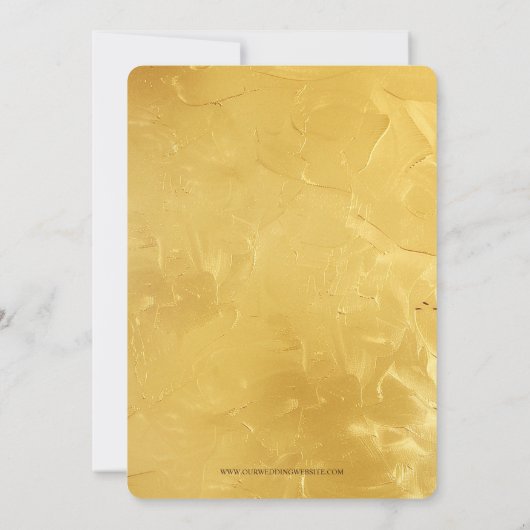 Sakura und liebende Vögel auf GOLD Hochzeit Einladung (Rückseite)