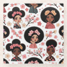 Sakura und Puffs - schwarze Mädchen mit afro puffs