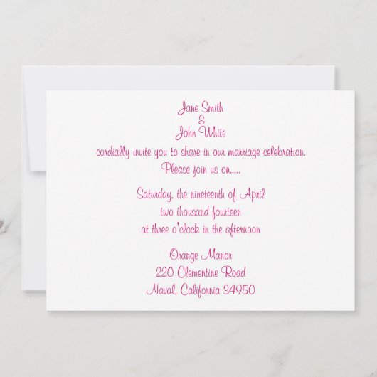 Sakura Wedding Einladung (Rückseite)