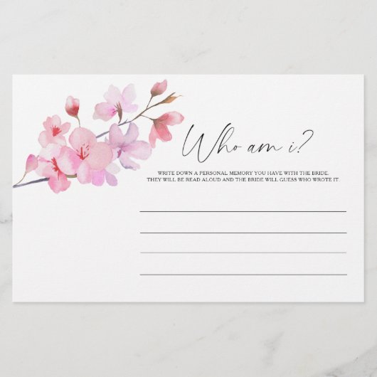 Sakura - Wer bin ich Brautparty Briefpapier (Vorderseite)