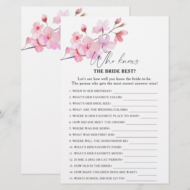 Sakura - Wer kennt das beste Spiel der Braut (Vorne/Hinten)