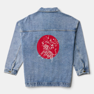 Sakura Wild Cat Asia Wildlife Animal Cherry Jeansjacke