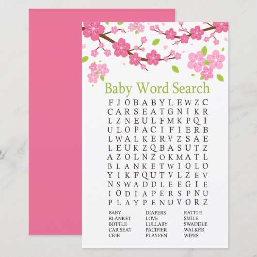 Sakura Zweig Baby Shooter Word Search Game (Vorne/Hinten)
