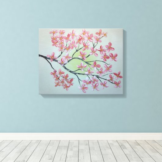 Sakura Zweig. Ölmalerei Leinwanddruck (Insitu (Holzboden))