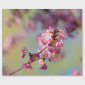 Sakurablüten auf grün, blau, Lila Geschenkpapier (Flach)