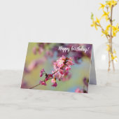 Sakurablüten auf grün, blau, Lila Karte (Gelbe Blume)