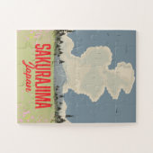 Sakurajima Japan Retro-Reise-Poster. Puzzle (Horizontal)
