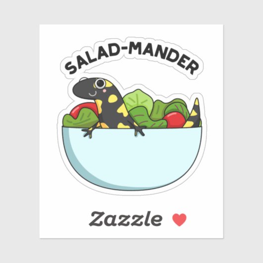 Salad mander Funny Salamander Animal Pun Aufkleber (Blatt)