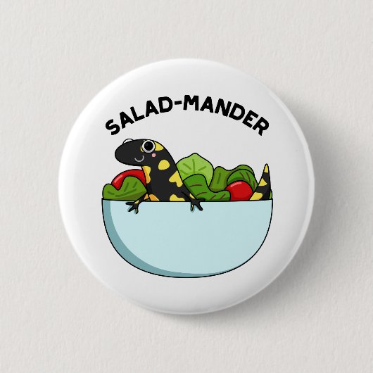 Salad mander Funny Salamander Animal Pun Button (Vorderseite)