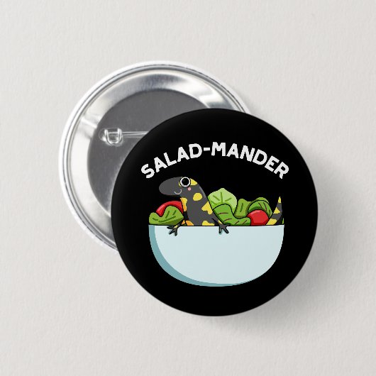 Salad mander Funny Salamander Animal Pun Dark BG Button (Vorne & Hinten)