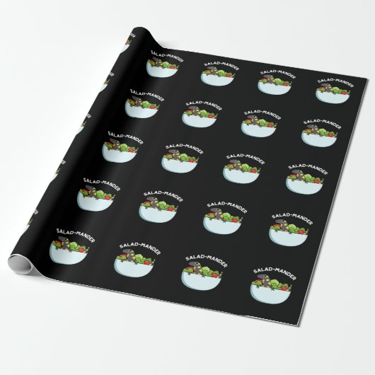 Salad mander Funny Salamander Animal Pun Dark BG Geschenkpapier (Ungerollt)