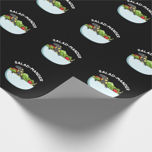 Salad mander Funny Salamander Animal Pun Dark BG Geschenkpapier (Ecke)