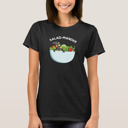Salad mander Funny Salamander Animal Pun Dark BG T-Shirt (Vorderseite)