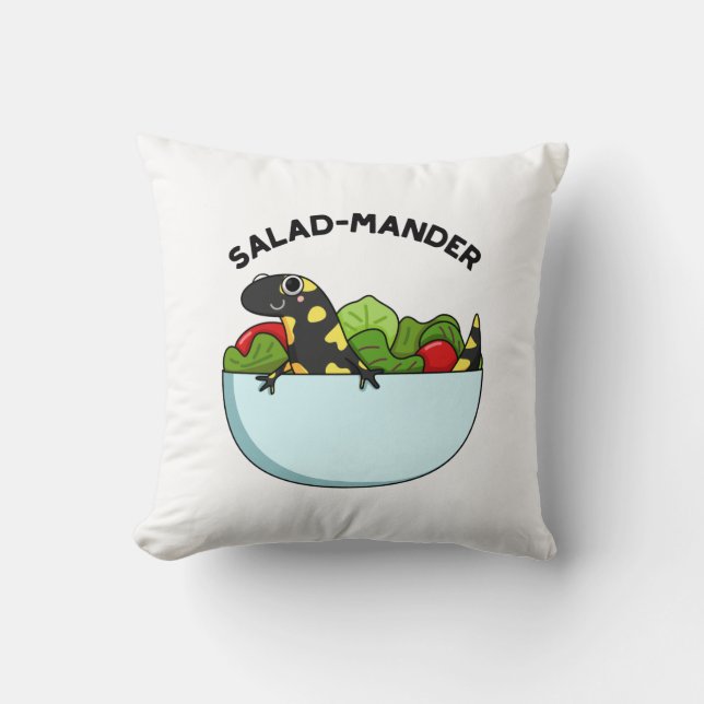 Salad mander Funny Salamander Animal Pun Kissen (Vorderseite)