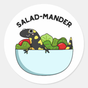 Salad mander Funny Salamander Animal Pun Runder Aufkleber
