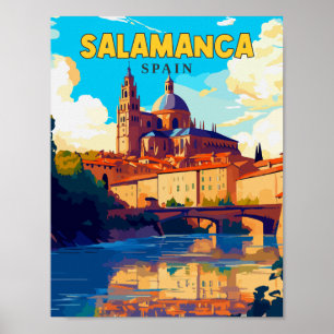 Salamanca Spanien vintage Reiseillustration Poster