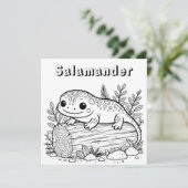 Salamander | Farbseite des Kindes Karte (Stehend Vorderseite)