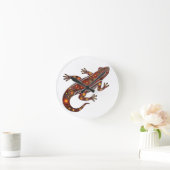 Salamander im einheimischen Stil in roten Farben Runde Wanduhr (Zuhause)