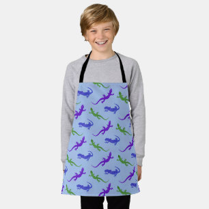 Salamander in Blau, Grün und Violett Schürze
