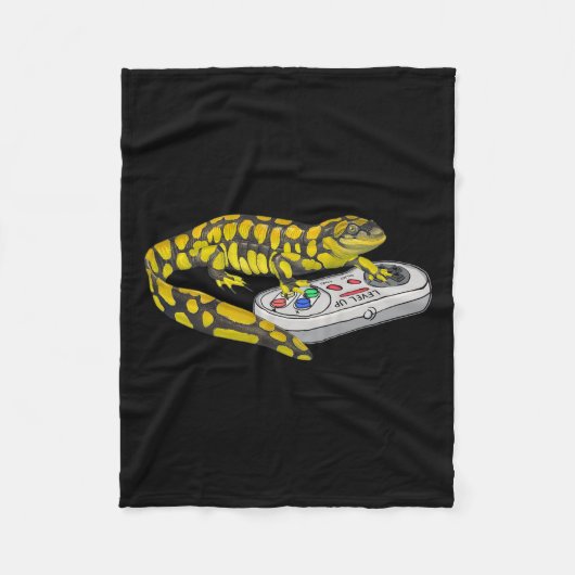 Salamander Playing Video Game Salamanders Gamers Fleecedecke (Vorderseite)