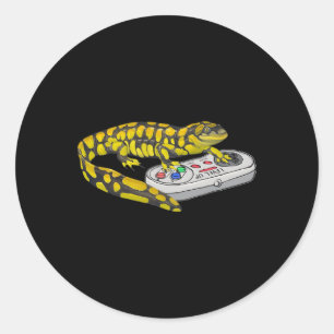 Salamander Playing Video Game Salamanders Gamers Runder Aufkleber