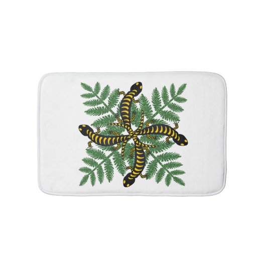 Salamander und Farnblätter Wald Badematte (Vorderseite)