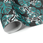 Salamander und Muster für grünes Leaf Geschenkpapier (Rolleneckpunkt)