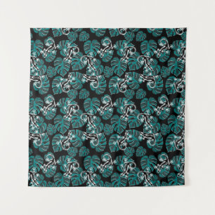 Salamander und Muster für grünes Leaf Wandteppich