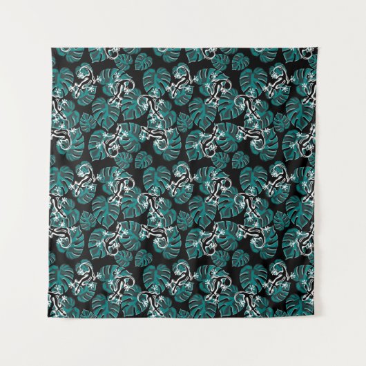 Salamander und Muster für grünes Leaf Wandteppich (Vorderseite)