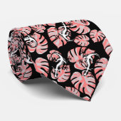 Salamander und rosa Blätter, wiederholt Muster Krawatte (Gerollt)