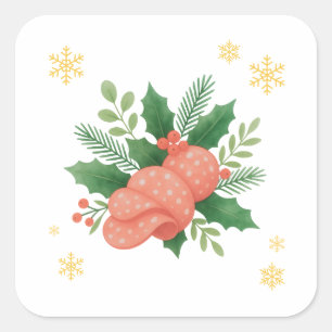Salami Weihnachten Quadratischer Aufkleber