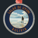 Salar de Uyuni Bolivien Retro Distressed Circle Ornament Aus Metall<br><div class="desc">Salar de Uyuni im Stil der Vektorkunst. Salar de Uyuni,  inmitten der Anden im Südwesten Boliviens,  ist die größte Salzwohnung der Welt.</div>