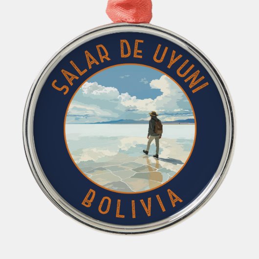 Salar de Uyuni Bolivien Retro Distressed Circle Ornament Aus Metall (Vorne)