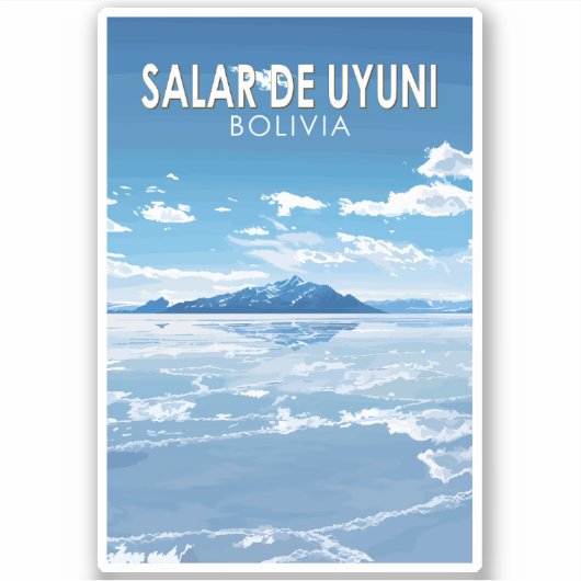 Salar de Uyuni Bolivien Vintage Art Aufkleber (Vorderseite)
