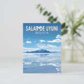 Salar de Uyuni Bolivien Vintage Art Postkarte (Stehend Vorderseite)