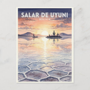 Salar de Uyuni Bolivien Vintage Postkarte
