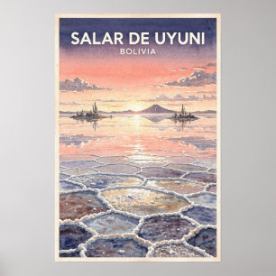 Salar de Uyuni Bolivien Vintage Reise Poster