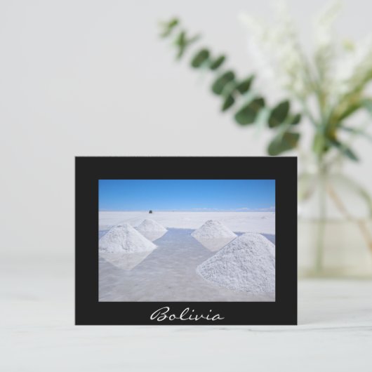 Salar de Uyuni Salons schwarzer Text Postkarte (Stehend Vorderseite)