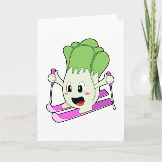 Salat als Skifahrer mit Ski Karte (Vorderseite)