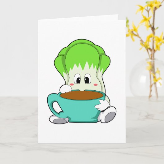 Salat mit Tasse Kaffee Karte (Gelbe Blume)