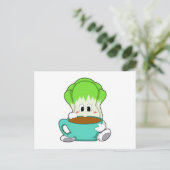 Salat mit Tasse Kaffee Postkarte (Stehend Vorderseite)