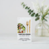 Salat und Gold Silverware auf Marmor Visitenkarte (Stehend Vorderseite)