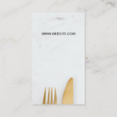 Salat und Gold Silverware auf Marmor Visitenkarte (Rückseite)