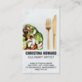 Salat und Gold Silverware auf Marmor Visitenkarte (Vorderseite)