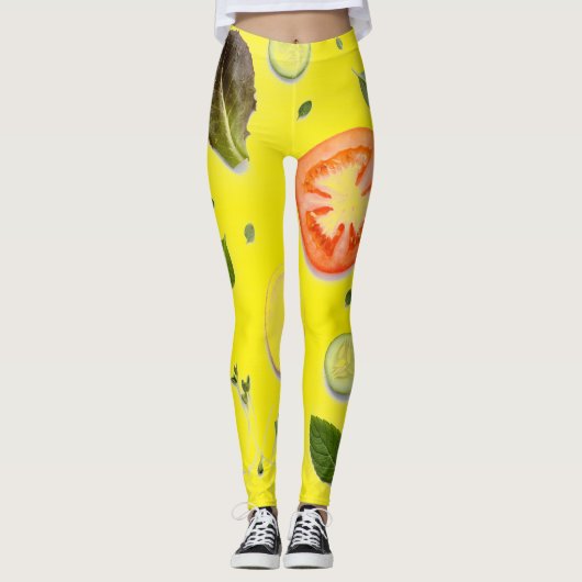 Salat und Obstmuster transparenter Hintergrund Leggings (Vorderseite)