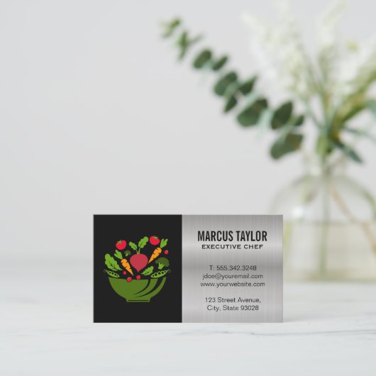 Salate Gemüse | Metallische Visitenkarte (Stehend Vorderseite)