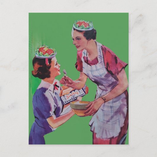 Salathüte Mutter und Tochter Collage Postkarte (Vorderseite)