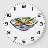 Salatschale mit Kiwi und Orange Große Wanduhr (Vorderseite)